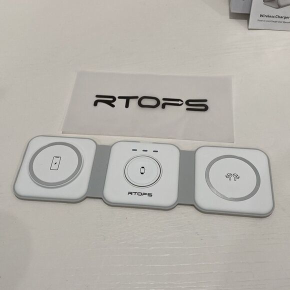 RTOPS 3 In 1 Portable Magnetic Wireless Charger IPhone Apple Watch AirPods White - Picture 5 of 14